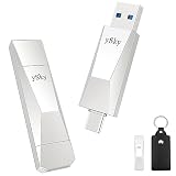ySky 256GB SSD USB-C 3.2 Gen2 フラッシュドライブ 最大500MB/秒 2-in-1 OTGサムドライブ キーチェーンレザーケース付き