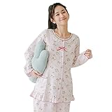 パジャマ　マタニティ　前開き　上下セット　 授乳口付き　 秋冬　花柄　産前産後 　寝巻き　室内　女性　ポケット付き　肌着ゆったり　95％綿　サイズＭ、Ｌ、ＸＬ　柔らかい　ルームウエア　長袖 妊婦服