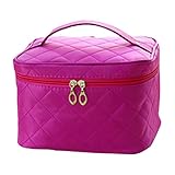 メイクポーチ 化粧ポーチ　コスメバッグ　バニティケース　トラベルポーチ 鏡付き ドレッサー 化粧品 収納 雑貨 小物入れ 女性 　超軽量　機能的　大容量！７色 (パープル)