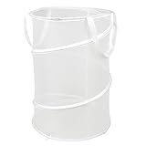 InterDesign 洗濯かご ランドリーバスケット 洗濯物入れ ランドリー収納 脱衣かご 折り畳み式 メッシュ 取っ手付き Mesh PopUp ホワイト 06090EJ