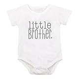XFentech ビッグブラザーとリトルブラザー子供の一致プリントショートスリーブロンパーTシャツ (18-24M, ホワイト)