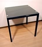 10mm厚　強化ガラスダイニングテーブル 75X75cm ブラック（黒）