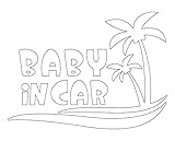Sticker Shop Haru BABY ＩＮ CAR ステッカー ヤシの木 20cm ホワイト