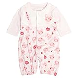 カバーオール ベビー 乳幼児 女の子 長袖 ロンパース 赤ちゃん うさぎ柄 ピンク 60～70cm