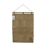 Iceblueコットンリネンover壁ドアクローゼットウィンドウHangingストレージケースオーガナイザーバッグフック付き7-pockets ブラウン
