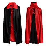 [XSAJU] コスプレ マント ブラック レッド リバーシブル ロング 海賊 ドラキュラ ハロウィン イベント衣装 (140cm)