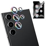Galaxy S24 Ultra用 カメラフィルム アルミ合金 9H硬度 ガラスレンズ保護フィルム 露出オーバー防止 剝落防止 衝撃吸収 高透過率 簡単貼付 ケースに干涉なし レンズ保護ケース ギャラクシー S24 Ultra SC-52E/SCG26 対応カメラカバー (カラフル）