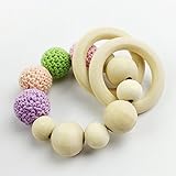 木製ブレスレット 歯がためおしゃぶり ママ授乳ジュエリー 歯固めジュエリー?乳歯セット [BPAフリー?][FDA認可済]木育 オーガニック コットン / リング