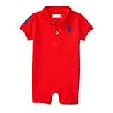 ポロ ラルフローレン ビッグポニー・コットンメッシュ・ショートオール[レッド](男の子6～9か月用) [並行輸入品]