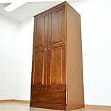 ワードローブ 幅80 高さ182cm おしゃれ 桐 日本製 国産 大川家具 木製 ブラウン 服吊 コート掛け 服吊り 家具 80ワード 桐材 完成品 AYU-3-130 (ブラウン)