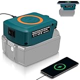 bumxca バッテリーアダプター ワイヤレス充電器アダプター マキタ18Vバッテリー対応 ワイヤレス充電器 最大15W DC5V 3A/DC9V 2A/DC12V 1.5A USB出力/Type-C出力 iPhone16/15/14/13/12シリーズ対応 超軽量 四重安全保護【マグネット式ではない】アウトドア/キャンプ/旅行/出張/オフィス/緊急防災 スイッチ付き【本体のみ バッテリー別売り】