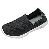 [アンファミエ] ナースシューズ ゴム編み スリッポン 低反発中敷き 軽量 衝撃吸収 ストレッチ素材 介護 レディース メンズ ブラック 23.0～23.5