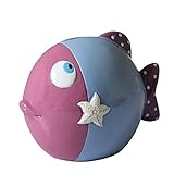 Baidecor樹脂パープル魚Money Box Piggy Bank 7 " x 5 "