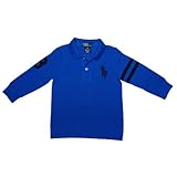 RALPH LAUREN (ラルフローレン)男の子用ビッグポニーブルー長袖ポロシャツ 12months 12ヵ月用　80cm 青襟付きコーデトップス,ギフト,プレゼント【並行輸入】