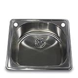 Nantucket Sinks NS2522-D 25-Inch 18-Gauge D-Bowl Single Bowl Self Rimming Drop-In Kitchen Sink, Stai