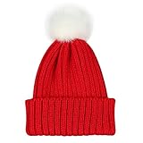 MIOIM® 子供用 キッズ ニット帽 ポンポン フリーサイズ キャンディカラー ボンボン付き 48～54cm可用 秋冬 厚手 防寒