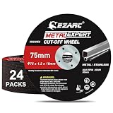 EZARC(イザーク) グラインダー 刃 24枚入 75mm切断砥石 1.2mm超薄型 鉄工用 75x1.2x10mm