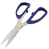 DealMux Household Plastic Handle Stainless Steel Flute Scissors Blue