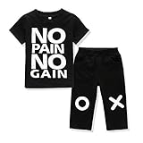 ベビー男の子服セットno pain no gain Tシャツパンツクールストリートスタイル カラー: ブラック