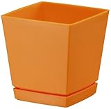 大和プラスチック 鉢・プランター クエンチローポット(プレート付) 6号 140×140×H150 オレンジ
