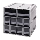 Quantum QIC-4163GY Interlocking Gray Storage Cabinet with 10 Gray Drawers, 11.38-Inch by 11-3/4-Inch