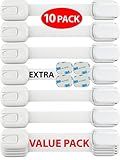 Child Safety Locks -VALUE PACK (10 Straps)- No Tools or Drilling -Adjustable Size/Flexible -Adhesive