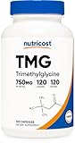 Nutricost TMG（トリメチルグリシン）750mg、120カプセル 120日分 - 非遺伝子組み換え、グルテンフリー