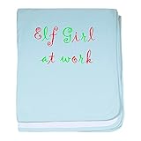 CafePress – Elf Girl at Work – スーパーソフトベビー毛布、新生児おくるみ ブルー 066729455125CD2