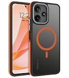 Telaso Redmi 12 5G用 ケース Mag safe対応 redmi 12 5g ケース 傷防止 耐衝撃 Xiaomi Redmi 12 5G用 ケース 防滑 落下防止 ワイヤレス充電対応 マグネット レドミ12 5g スマホケース 滑り止め 手触りが良い レンズ保護 軽量 Redmi 12 5G用 6.79インチ ケース ブラック オレンジ