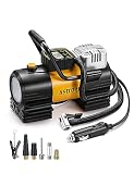 AstroAI エアコンプレッサー 空気入れ 自動車用 150PSI DC12V シガーソケット接続式 高輝度LEDライト 自動停止 ポータブルで万能 空気入れ 4種類表示単位 英式/仏式/米式ノズル 全バルブ対応 バイク/自動車/自転車/ママチャリ/ボール/浮輪適用