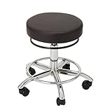 リング付 スツール DX ( リングレバータイプ ) 高さ43cm-55cm ブラウン [ エステスツール キャスター付き 昇降式 リングレバー オフィスチェア 丸椅子 スツール イス 椅子 チェア ]