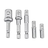 Yosoo ソケットアダプターセット 電源拡張バー ソケットビット 六角シャンク 1/4" 3/8" 1/2" インパクト ドライバー ドリルビット エクステンションバー 電気ドリル(5本)