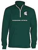 NCAA Michigan State SpartansメンズOVB Quarter Zip Poly Fleece Sweatshirts、グリーン、ラージ