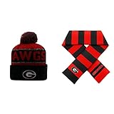 NCAA Georgia Bulldogs Belowzeroビーニー帽子とストライプラグビースカーフ2パックバンドル
