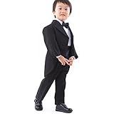 (赤ちゃんまーけっと) タキシード キッズ 発表会 子供服 フォーマル ブラック 燕尾5点セット 100cm