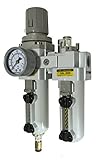 PneumaticPlus SAU3010M-N03DG-MEP 2 Piece Compressed Air Filter Regulator Lubricator Combination, 3/8