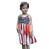 4th of Julyスタードレス – Franterdストラップドレスfor Little Girl幼児用子供用夏アメリカ国旗スタービーチページェントドレス 4T レッド