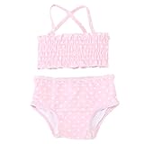 ラッフルバッツ Ruffled Swimwear スイムウエア Pink Ruched Polka Dot Bikini ピンクシャーリングポルカドット 水着 キッズ [並行輸入品]