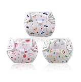 Limi　3枚組　ベビー　おむつカバー　100%綿製　お肌に優しい　テープ式　りんご　車　動物柄 (90)