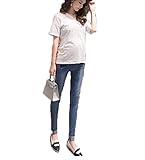 (シダーエイト)CedarEight マタニティ パンツ スキニー デニム ズボン 美ライン ストレッチ ジーンズ (L, ブルー)