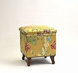 ISUHOUSE 収納ストレージスツールスクエア　フロランタンゴールド　収納角型鏡台椅子