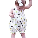 Domybestベビー服　女の子　ロンパース　ショートオール　蝶結びヘアピンクリップ付き　カバーオール　 ボディスーツ　オーバーオール　ジャンプスーツ　ガールズ　ノースリーブ　ドットプリント　夏　赤ち