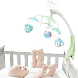 growthpic Musicalベビーベッドモバイルwith StarプロジェクタNursery関数、折りたたみ式アーム、ハンギング回転Infant Playing Teether and Loud