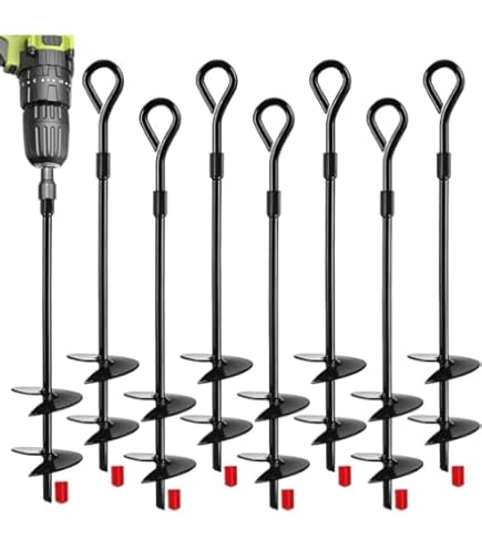 Amazon | スチール地面アンカー 38cm 高耐久 地面杭キット ダブル3