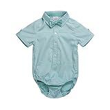 ding-dong Baby Boyコットン蝶ネクタイ紳士半袖シャツロンパース カラー: グリーン