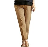 Angeliebe エンジェリーベ マタニティ P ･ パンツ 2 WAY ストレッチ センター プレス クロプ ド 妊婦服 ウエストゴム アジャスター調節可 ズボン 7号 キャメル ベージュ 205