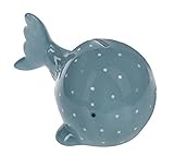 WhaleブルーホワイトPolka Dot 5インチセラミック貯金箱