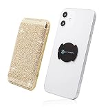 SANBASHI くるっと装着 着脱簡単スマートカードケース ワイヤレス充電対応 iPhone/android対応 スマホ 背面 カードホルダー スマートフォン おサイフケータイ SUICA PASMO カード入れ パスケース(ラメゴールド)