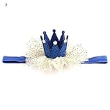 Nice Days（ナイス　ディズ） ベビー ヘアバンド 髪飾り キラキラ クラウン 新生児 髪飾り 出産祝い 誕生日 プレゼント (青)
