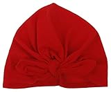 GEMVIE 可愛い ニット帽 ワッチキャップ ベビー キッズ 赤ちゃん 結び目 リボン 女の子 男の子 子供 可愛い ハット 保温 帽子 出産祝い レッド